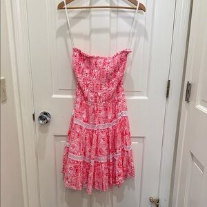Lily Pulitzer Strapless Pink and White Sundress